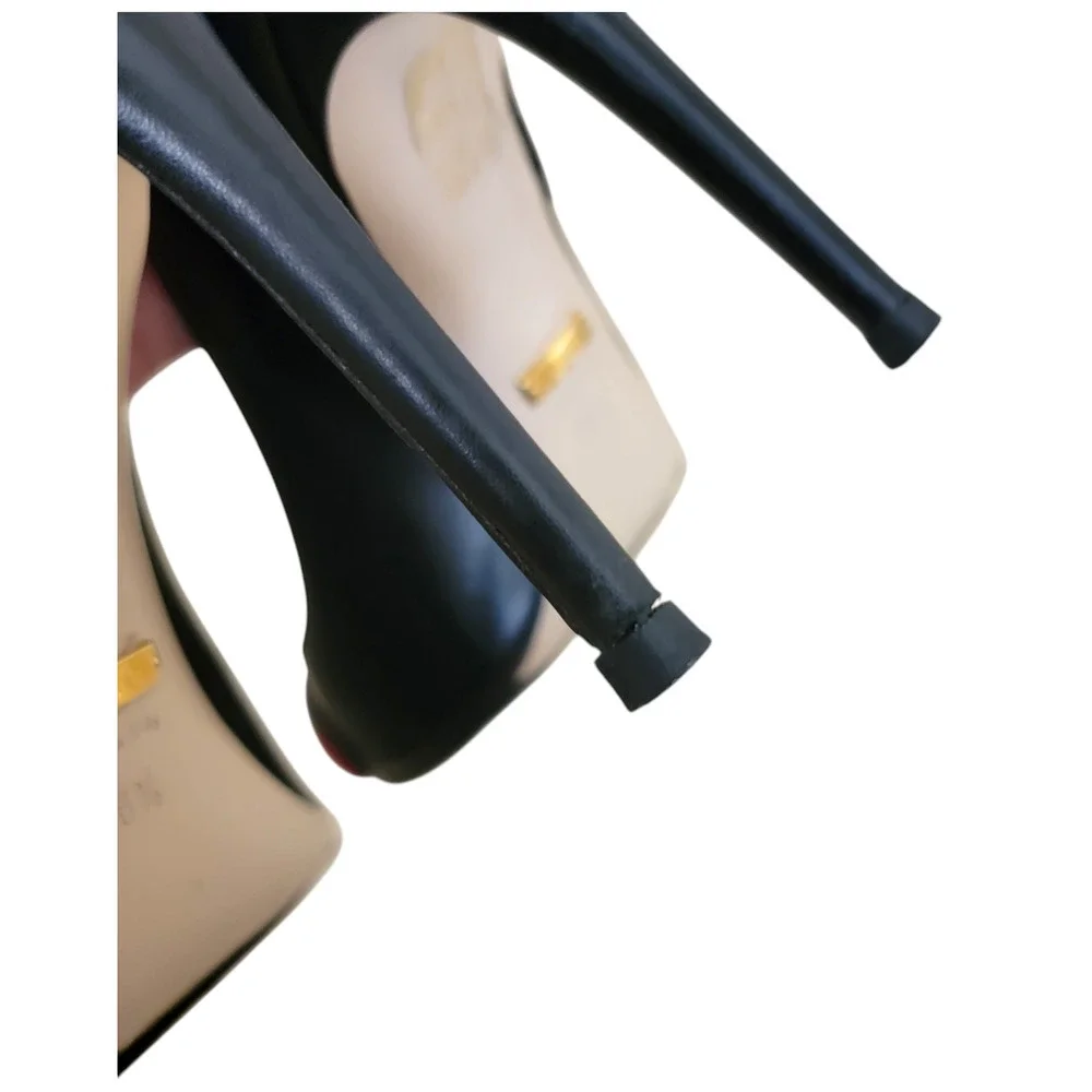 Gucci Floral Ophelia Black Leather Heels Embroidered Pointed Toe Pumps 36.5 6.5